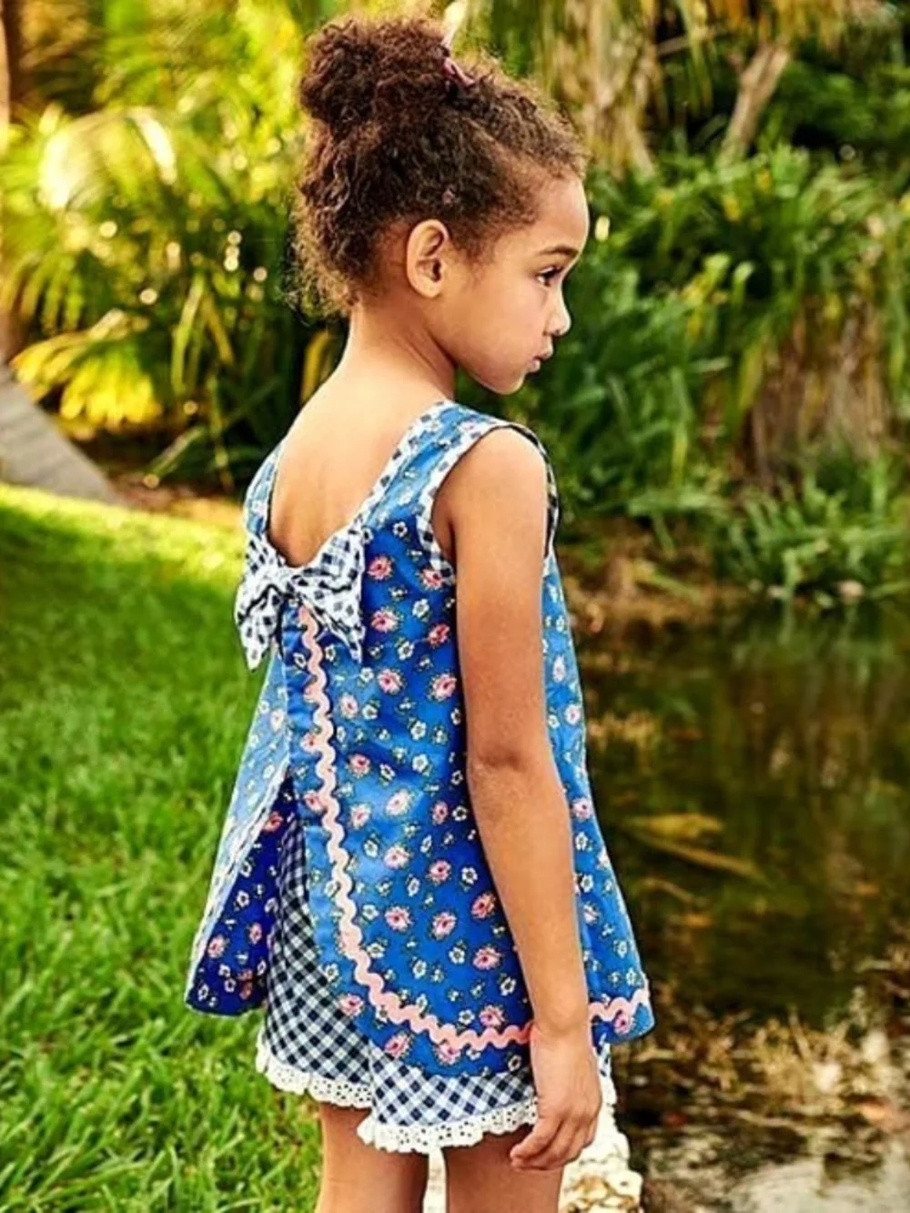 Coastal Cottage Girls Outfit Set Floral Top Gingham Shorts Matilda Jane‎